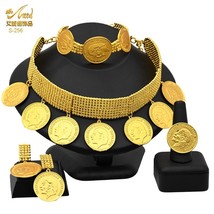 African Jewelry Set Nigerian Wedding Gold Plated Coin Necklace And Earing Set Ar - $29.91