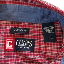 Chaps Easy Care Button-Down Collar Men's Plaid Long Sleeve Red Shirt Size Large image 5