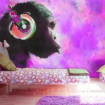 Tiptophomedecor Peel and Stick Animal Wallpaper Wall Mural - Monkey With Headpho - £47.94 GBP+