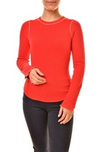 Free People Womens Top Zip It Skinny Long Sleeve Casual Red Size Xs OB672763 - £39.31 GBP