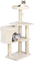 Cat Tree Tower Activity Center Pet Sturdy Playing Scratch House Condo Beige 36 - $58.04