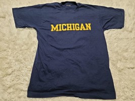 1980s Michigan Spellout Wolverines Single Stitch Shirt L Vtg Football Fotl Blue - £13.91 GBP