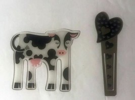 Lot of 2 Bookmarks Plastic Cow and Heat Stick Bookmark - $8.00