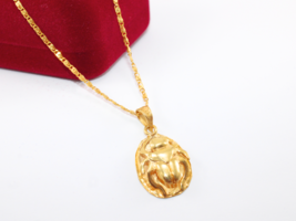 Egyptian scarab gold plated sterling silver necklace pharaonic letter pendant - £55.23 GBP+