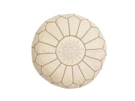 Moroccan leather pouf, round pouf, berber pouf, Creamy White with White ... - £54.13 GBP
