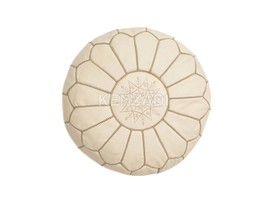 Moroccan leather pouf, round pouf, berber pouf, Creamy White with White ... - $1,292.69 MXN