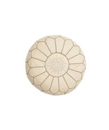 Moroccan leather pouf, round pouf, berber pouf, Creamy White with White ... - $1,298.05 MXN