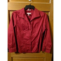 Chicos Size 2 Top Button Shirt Red No Iron Dress Long Sleeved - £15.68 GBP