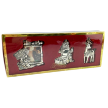 Gorham Ornaments North Pole Set of 3 Silverplate Santa Reindeer Picture Frame - £13.78 GBP