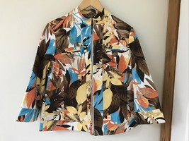 Chicos Additions Womens Floral Colorful Leaf Cotton Spandex Zip Up Jacke... - $696.03 MXN