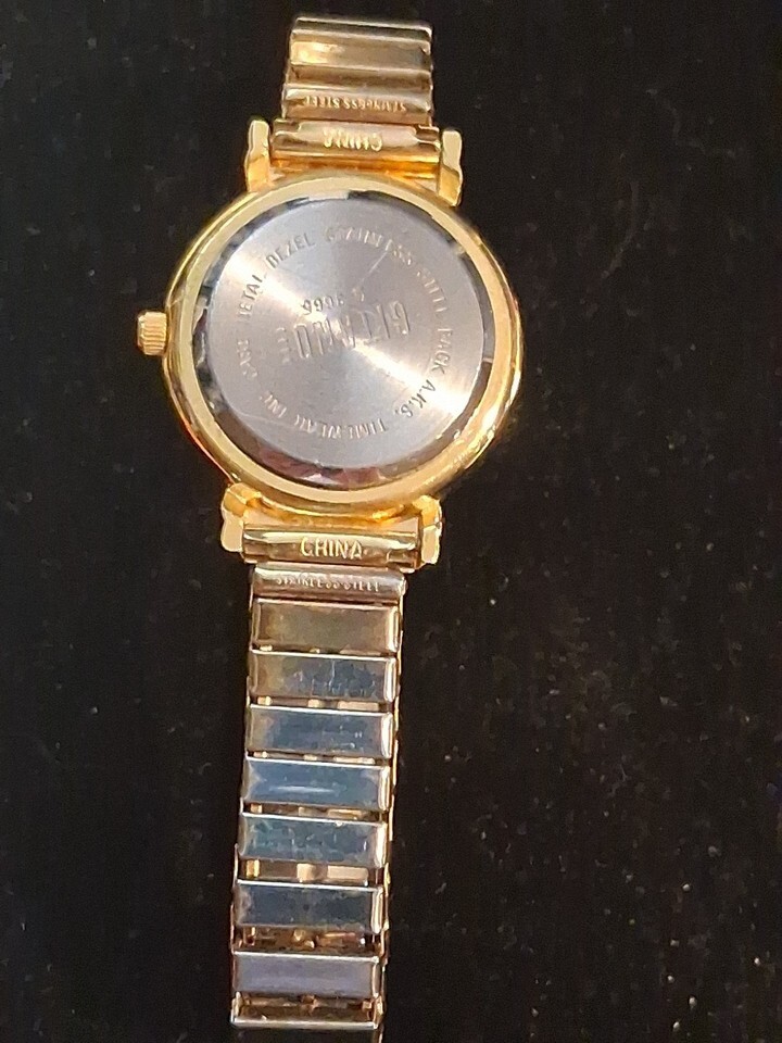 Gitano Ladies Gold Tone Stretch Band Blue Face Watch New Battery Works! Item image 4