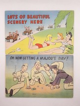 2 Vintage WWII Military Comic Postcards Pretty Girls Gambling Posted Cam... - $12.59