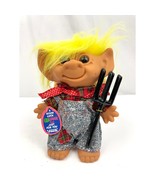 VTG Uneeda Wishnik Farmer Troll Doll Straw Hat Pitchfork 8&quot; Horseshoe Fe... - $19.79