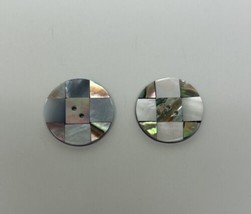 Lot 2 Checkerboard Abalone Shell Shiny Buttons - £7.77 GBP