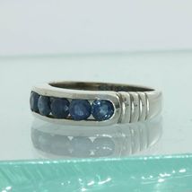 Sapphire African Blue Channel Set Handcrafted Sterling Silver Unisex Ring size 9 - £56.18 GBP