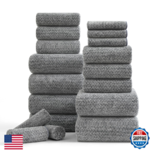 Ycosy 18 Piece Bath Towels Set 100% Microfiber Family Bathroom Towel Han... - $67.54