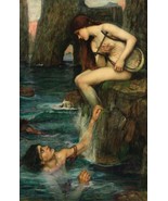 FRAMED CANVAS Art print giclee  John William Waterhouse The Siren  18&quot; X... - $107.91