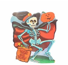 Halloween Decoration vtg wall hanging sign 1960s anthropomorphic skeleto... - $64.35