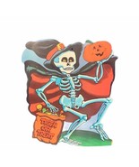 Halloween Decoration vtg wall hanging sign 1960s anthropomorphic skeleto... - £50.39 GBP