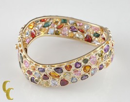 Multi-Colored Gemstone 18k Yellow Gold Bangle Bracelet - $6,174.63
