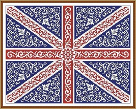 UK British Flag Union Jack Flag Cross Stitch Pattern Large Design Version 1 PDF  - $10.00