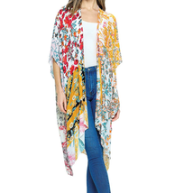 Boho Lightweight Multicolor Floral Kimono Wrap Yellow - £23.00 GBP