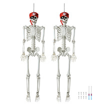 2 Pack 5.4 Ft Full Body Halloween Skeletons Props Decoration With Movable Joints - £135.85 GBP