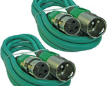 2 Green 10 Ft Foot Xlr 3 Pin Male Female Shielded Mic Microphone Extensi... - £29.05 GBP