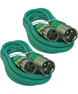 2 Green 10 Ft Foot Xlr 3 Pin Male Female Shielded Mic Microphone Extensi... - £29.02 GBP