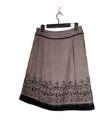 Ann Taylor LOFT Wool Blend A-Line Skirt Herringbone Pattern Velvet Trim ... - $12.16