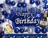 Navy Blue Birthday Decorations, Happy Birthday Decorations For Men Women... - $34.19