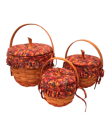 Longaberger LOT Autumn Pumpkin Baskets Set 3 Fall Foliage 1995 1996 1997... - £117.23 GBP