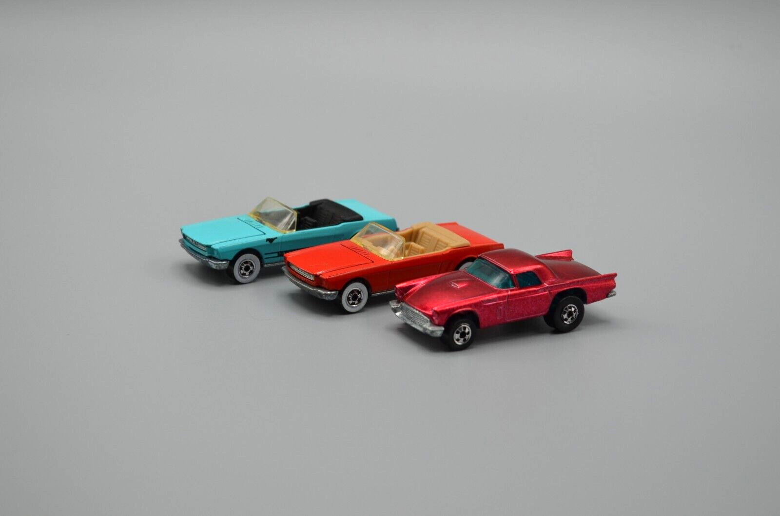 Primary image for Hot Wheels T-Bird Mustang Convertible Loose Diecast Car Lot of 3 Hong Kong