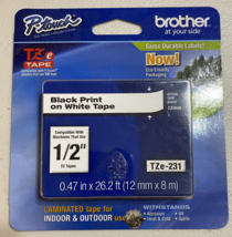 Genuine Brother TZe-231, 1/2&quot; Black on White P-Touch TZ tape - £9.07 GBP
