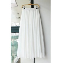 Blue Long Chiffon Skirt Outfit Summer Women Custom Plus Size Chiffon Skirt image 6