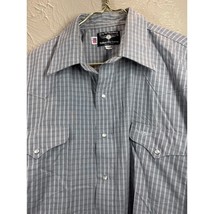 Flying R Ranchwear Pearl Snap Shirt Men&#39;s Gray Check USA Western Cowboy ... - $28.05 CAD
