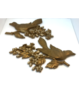 Syroco Gold Birds Vintage Pair Wall Plaques Dogwood Branches Flowers 1960’s - $34.65