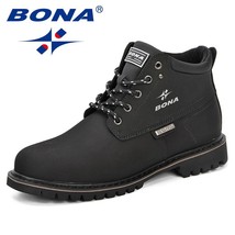 BONA Spring &amp; Autumn Men Boots Split Leather Men Casual Fahsion Ankle Boots Outd - £48.73 GBP