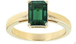 Lab Created Emerald May Birthstone 18K Gold Sterling Silver Ring 6 7 8 9 10 - £175.85 GBP