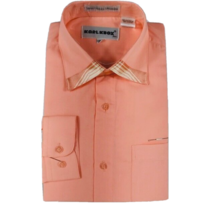 Kar Knox Jr Boys Peach Dress Shirt Long Sleeves Peach Cream Collar Sizes 6 - 10 - £15.97 GBP