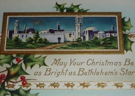 Town of Bethlehem Inset &amp; Holly Antique Whitney Religious Christmas Postcard - $6.50