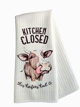 Kitchen Closed This Heifer&#39;s Had It - White Waffle Weave Towel Cow Decor - £6.84 GBP