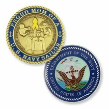 PROUD NAVY MOM MOTHER OF A SAILOR 1.75&quot; CHALLENGE COIN - $34.99