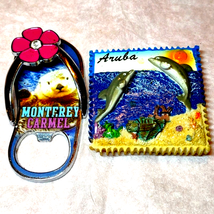 Vintage Aruba refrigerator magnet &amp; Monterey Carmel bottle opener~very c... - £18.60 GBP