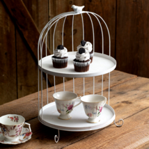 Birdcage Display Tray in white metal - SALE image 2