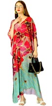 Indian Printed Feather Silk Kaftan Dress Women Nightwear Free Shipment - £23.49 GBP