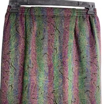 Paisley Striped Pullon Flannel Skirt S Green Purple Blue Elastic Waist L... - $22.23