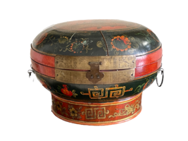 Antique Chinese Polychrome Wood Storage Weeding Gift Box - $395.01