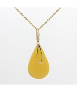Solid 14K Gold Baltic Egg Yolk Amber Pendant on 18&quot; Singapore Chain Neck... - £149.09 GBP