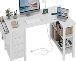White L Shaped Computer Desk With Drawers &amp; Storage Shelves, 47 Inch Cor... - $200.99